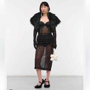 Simone Rocha Black Faux Fur Ballerina Heels